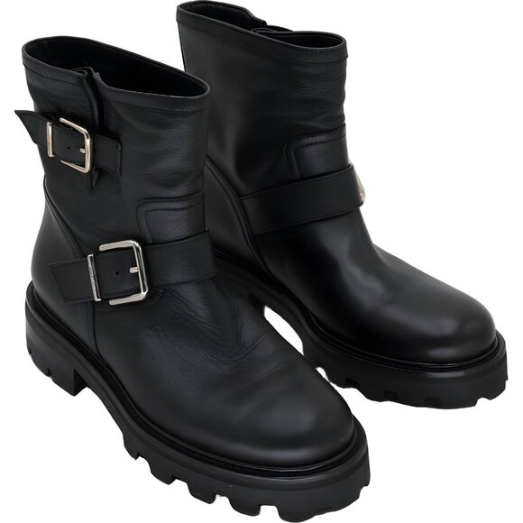 Jimmy Choo Youth II Ankle Boot Lug Sole Buckle Boots Black US 7 EU 37 - Picture 4 of 6